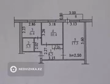 2-комнатная квартира, этаж 3 из 5, 48 м²