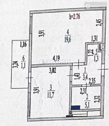 42.2 м², 1-комнатная квартира, этаж 2 из 17, 42 м², изображение - 20
