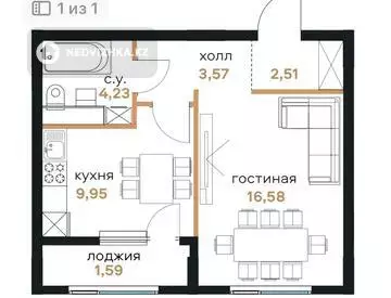 38 м², 1-комнатная квартира, этаж 9 из 12, 38 м², изображение - 5