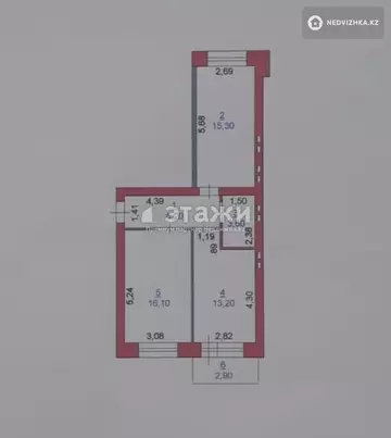 2-комнатная квартира, этаж 6 из 9, 55 м²
