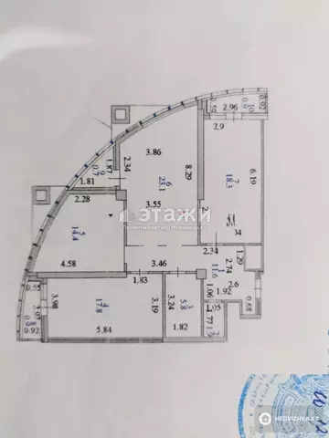 3-комнатная квартира, этаж 21 из 23, 95 м²