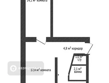 61.5 м², 3-комнатная квартира, этаж 4 из 5, 62 м², изображение - 12