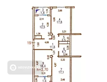 3-комнатная квартира, этаж 10 из 12, 87 м²