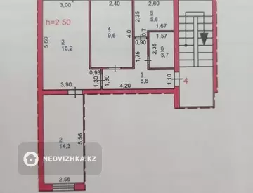 3-комнатная квартира, этаж 2 из 5, 60 м²