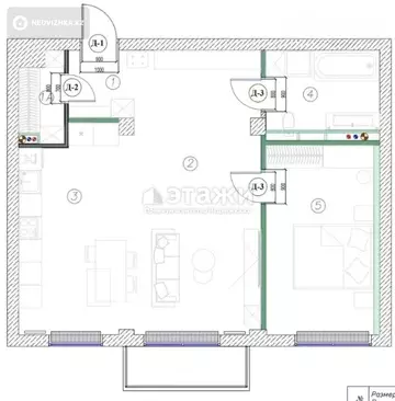 2-комнатная квартира, этаж 2 из 5, 68 м²