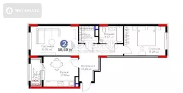 60 м², 3-комнатная квартира, этаж 7 из 9, 60 м², изображение - 20