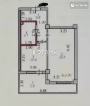 1-комнатная квартира, этаж 1 из 9, 45 м²