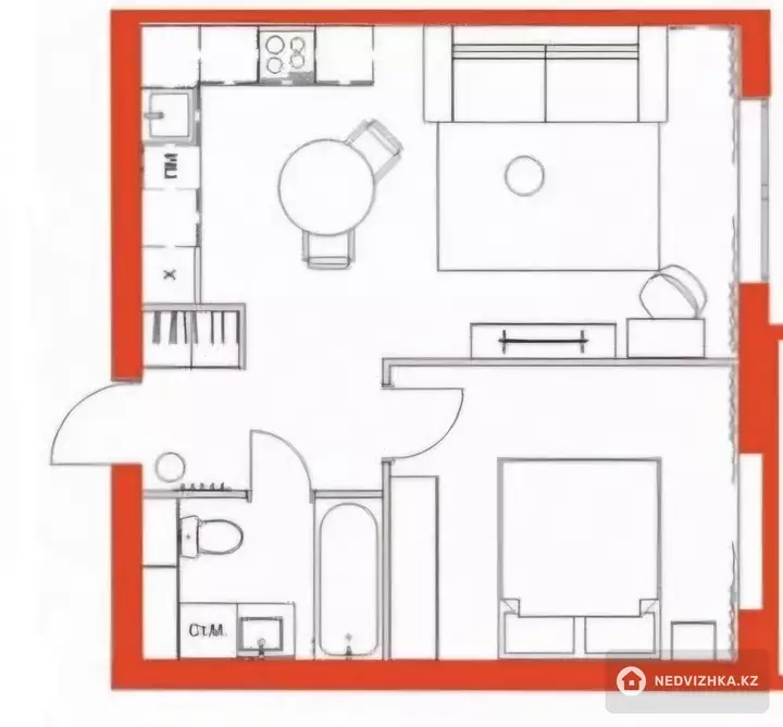 41 м², 1-комнатная квартира, этаж 2 из 2, 41 м², изображение - 1