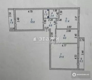 3-комнатная квартира, этаж 1 из 6, 73 м²