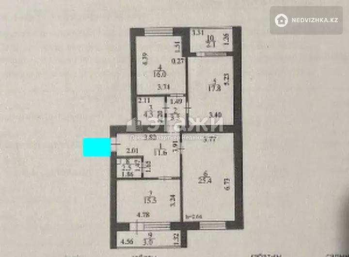 101.7 м², 3-комнатная квартира, этаж 3 из 13, 102 м², изображение - 1