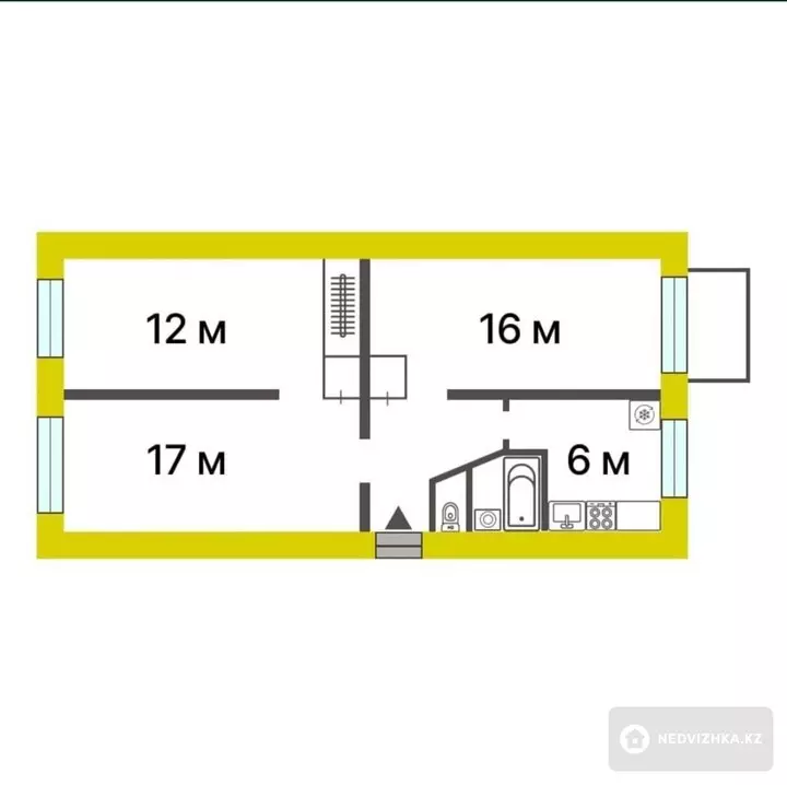 61 м², 3-комнатная квартира, этаж 3 из 5, 61 м², изображение - 1