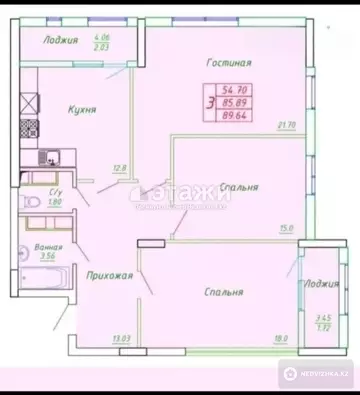 90 м², 3-комнатная квартира, этаж 12 из 15, 90 м², изображение - 15