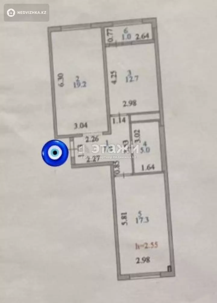 63 м², 2-комнатная квартира, этаж 3 из 9, 63 м², изображение - 1