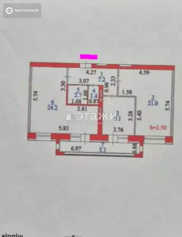 2-комнатная квартира, этаж 4 из 9, 68 м²