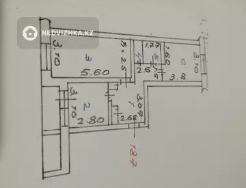 2-комнатная квартира, этаж 5 из 5, 54 м²