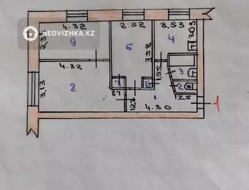 3-комнатная квартира, этаж 1 из 5, 50 м²