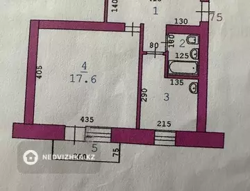 1-комнатная квартира, этаж 2 из 5, 33 м²
