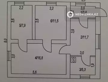 56.8 м², 3-комнатный дом, 7 соток, 57 м², изображение - 6