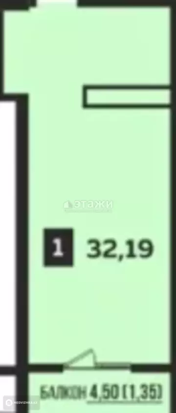36 м², 1-комнатная квартира, этаж 7 из 7, 36 м², изображение - 5
