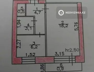 1-комнатная квартира, этаж 4 из 5, 34 м²