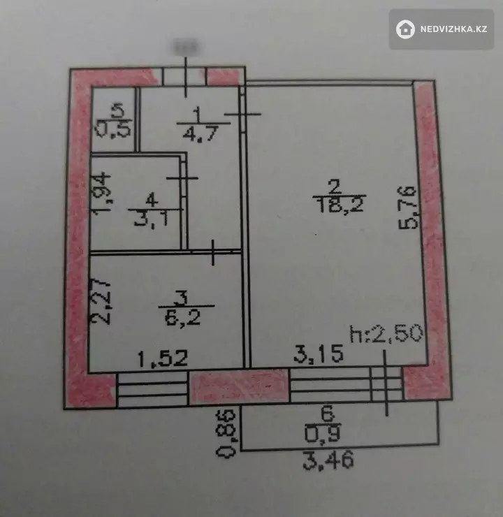 33.6 м², 1-комнатная квартира, этаж 4 из 5, 34 м², изображение - 1