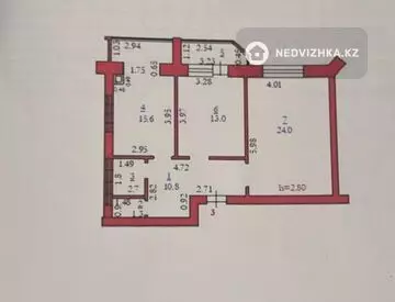 2-комнатная квартира, этаж 1 из 6, 67 м²