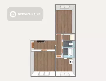 2-комнатная квартира, этаж 3 из 3, 50 м²