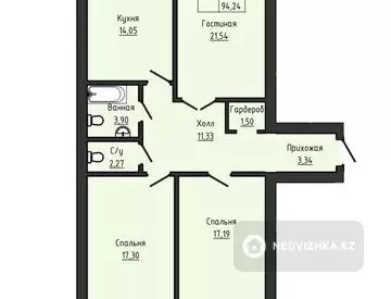92.55 м², 3-комнатная квартира, этаж 7 из 7, 93 м², изображение - 7