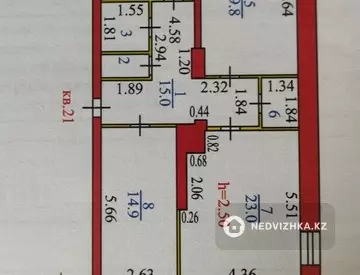 3-комнатная квартира, этаж 1 из 3, 89 м²