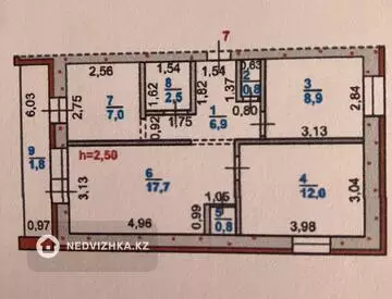 3-комнатная квартира, этаж 4 из 6, 58 м²