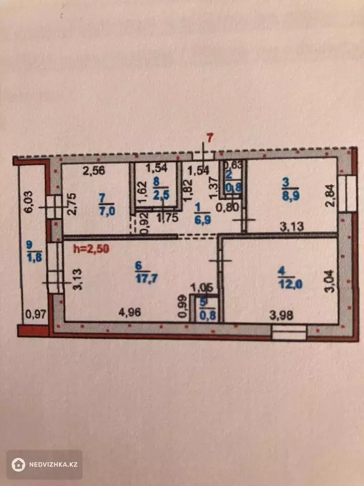 58.4 м², 3-комнатная квартира, этаж 4 из 6, 58 м², изображение - 1