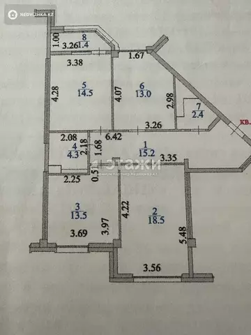 3-комнатная квартира, этаж 7 из 9, 84 м²