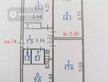 3-комнатная квартира, этаж 2 из 5, 70 м²