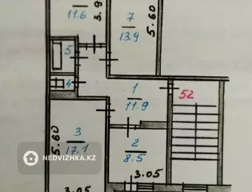 3-комнатная квартира, этаж 6 из 6, 67 м²
