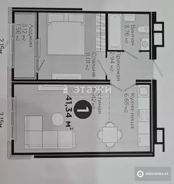 42 м², 2-комнатная квартира, этаж 5 из 16, 42 м², изображение - 17