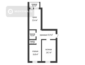 2-комнатная квартира, этаж 5 из 3, 88 м²