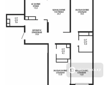 4-комнатная квартира, этаж 13 из 16, 122 м²