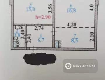 2-комнатная квартира, этаж 3 из 8, 50 м²