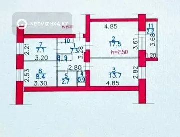 3-комнатная квартира, этаж 5 из 5, 61 м²