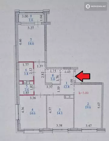 87 м², 3-комнатная квартира, этаж 8 из 9, 87 м², изображение - 15