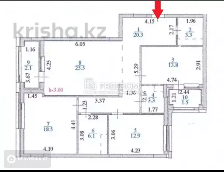 107.3 м², 3-комнатная квартира, этаж 11 из 12, 107 м², изображение - 1