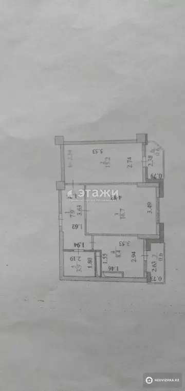 2-комнатная квартира, этаж 7 из 16, 53 м²