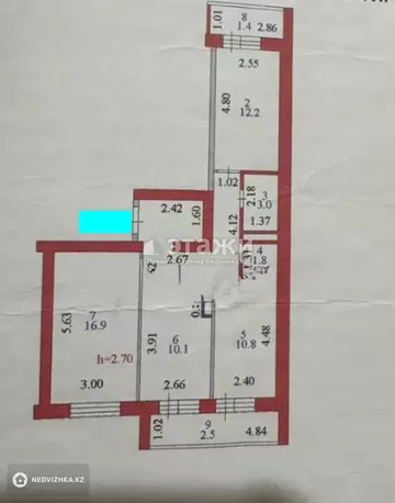 3-комнатная квартира, этаж 6 из 7, 75 м²