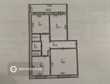 3-комнатная квартира, этаж 1 из 9, 68 м²