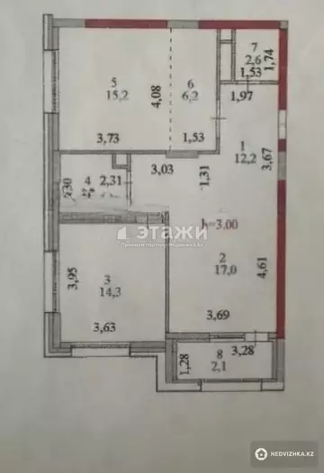 75.55 м², 2-комнатная квартира, этаж 9 из 17, 76 м², изображение - 7
