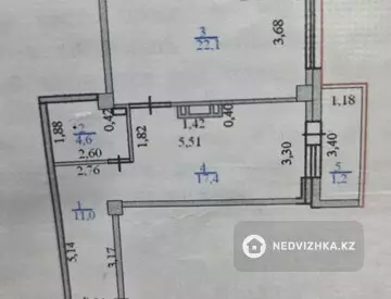 2-комнатная квартира, этаж 7 из 14, 55 м²