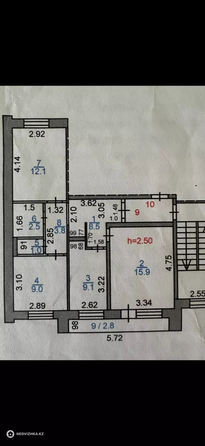 64.3 м², 3-комнатная квартира, этаж 3 из 9, 64 м², изображение - 1