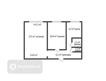 2-комнатная квартира, этаж 1 из 5, 44 м²