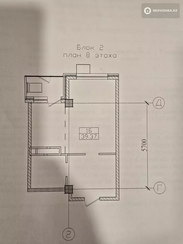 39.3 м², 1-комнатная квартира, этаж 9 из 9, 39 м², изображение - 1