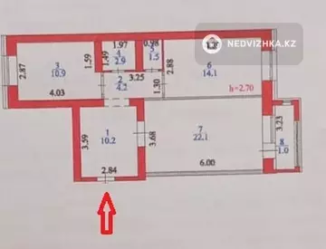 2-комнатная квартира, этаж 2 из 5, 67 м²